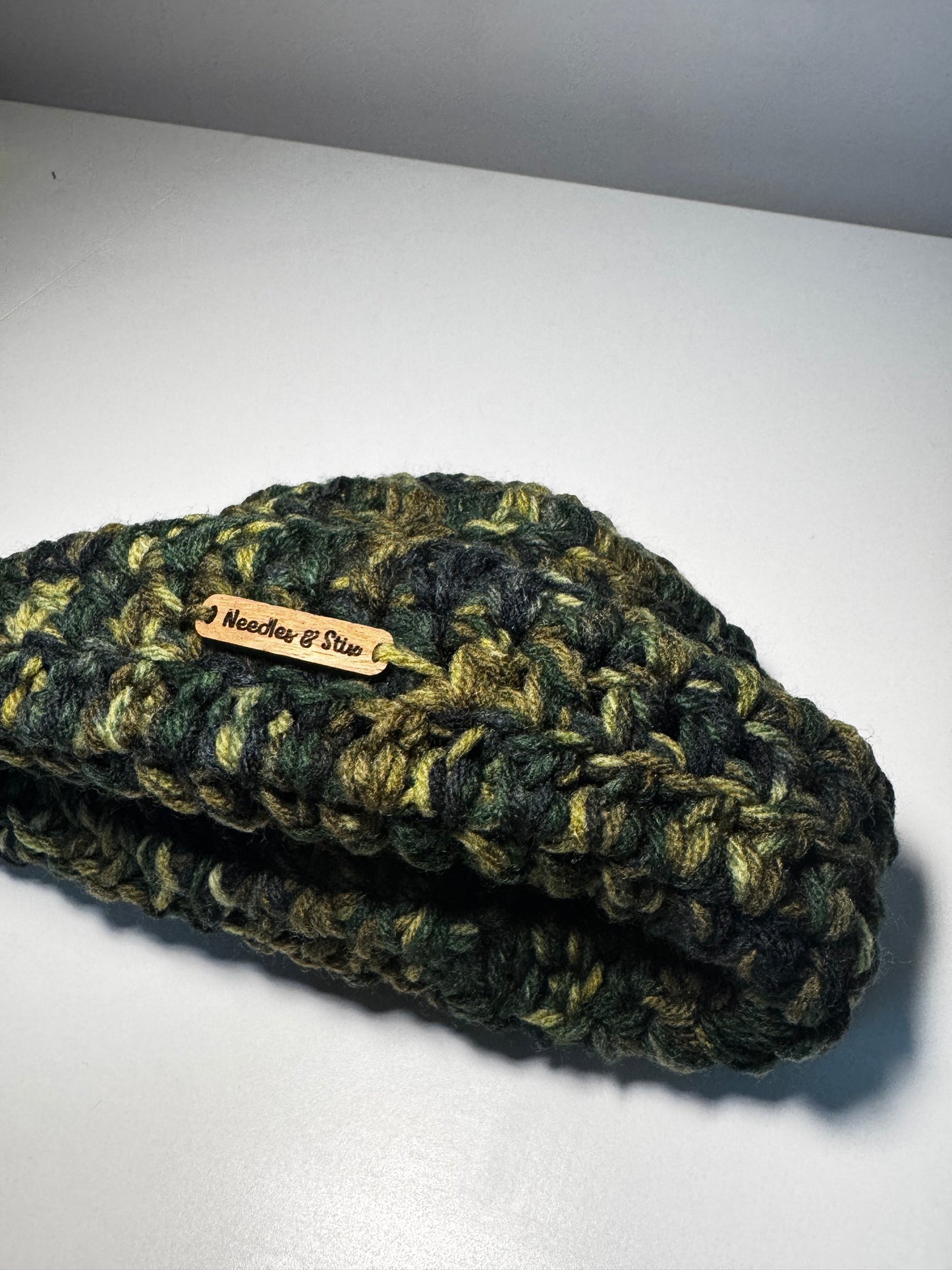 Camo Shortie Crochet Beanie
