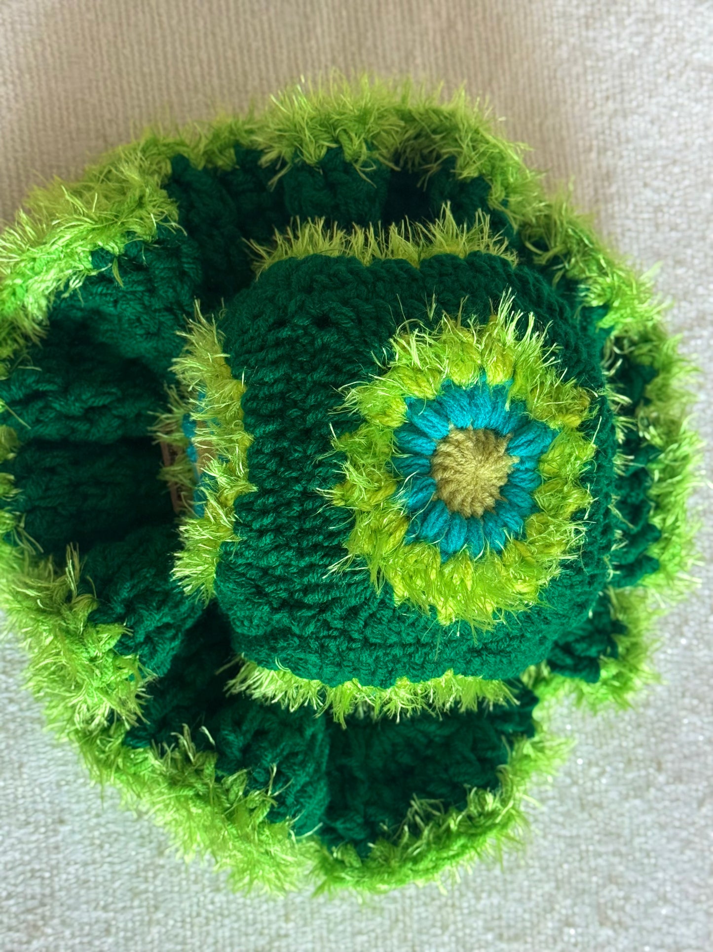 Green With Envy Crochet Big Ruffle Hat