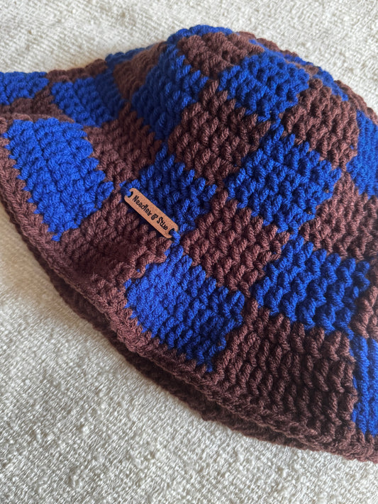Blueberry Checkered Bucket Hat