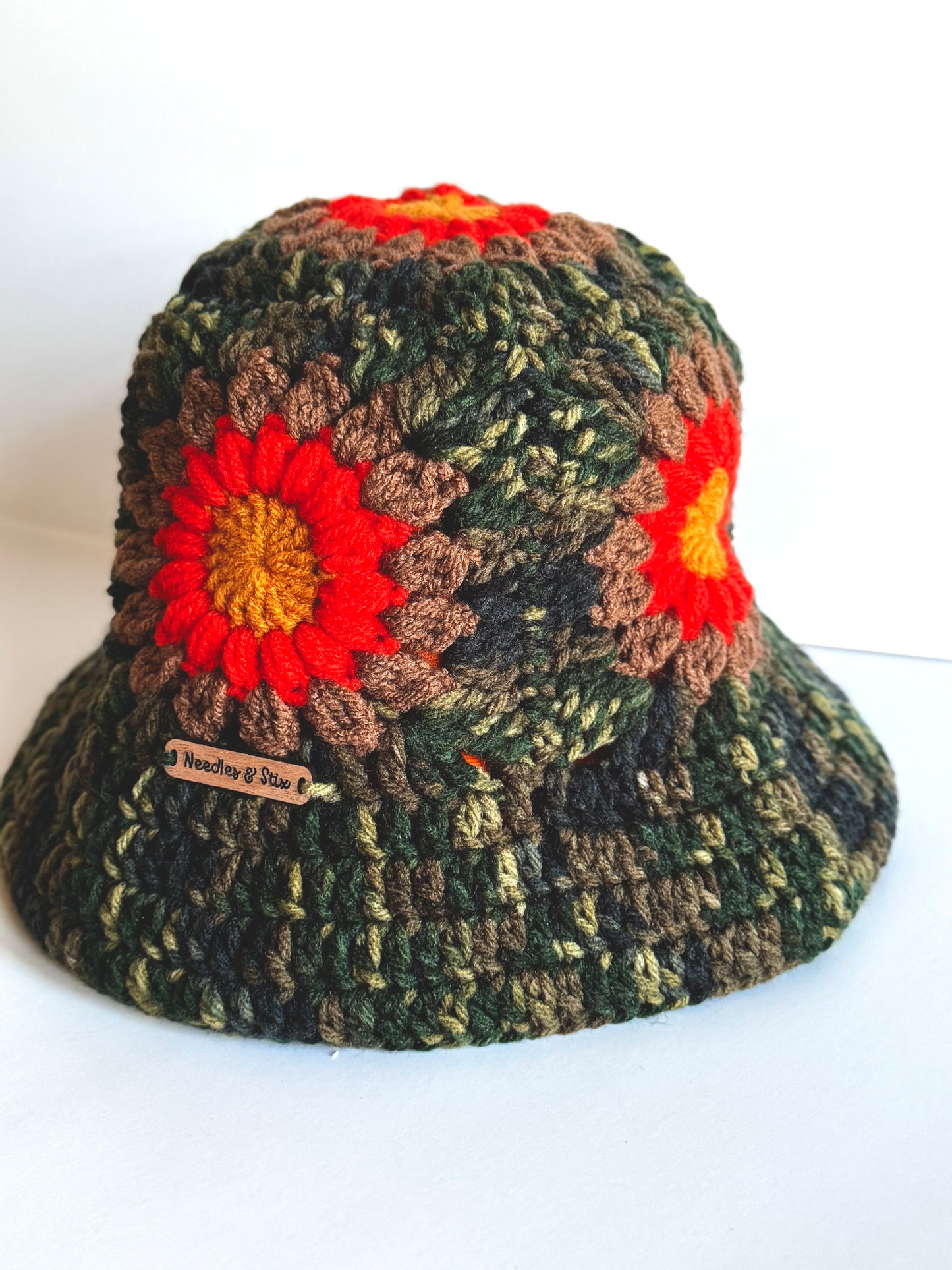 Camo Sunset Crochet Bucket Hat
