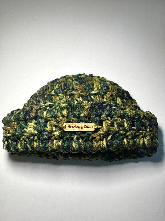 Camo Shortie Crochet Beanie
