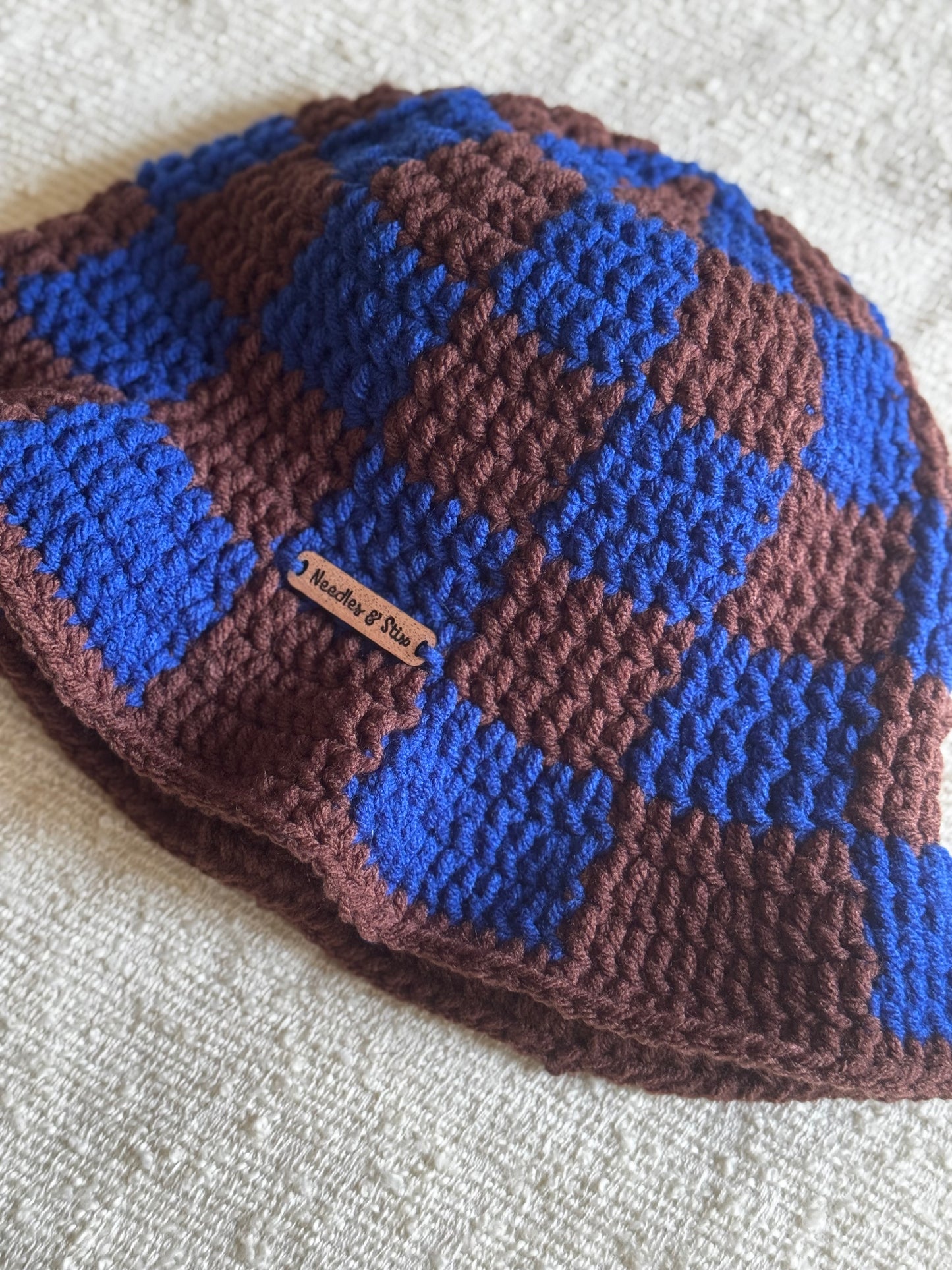 Blueberry Checkered Bucket Hat