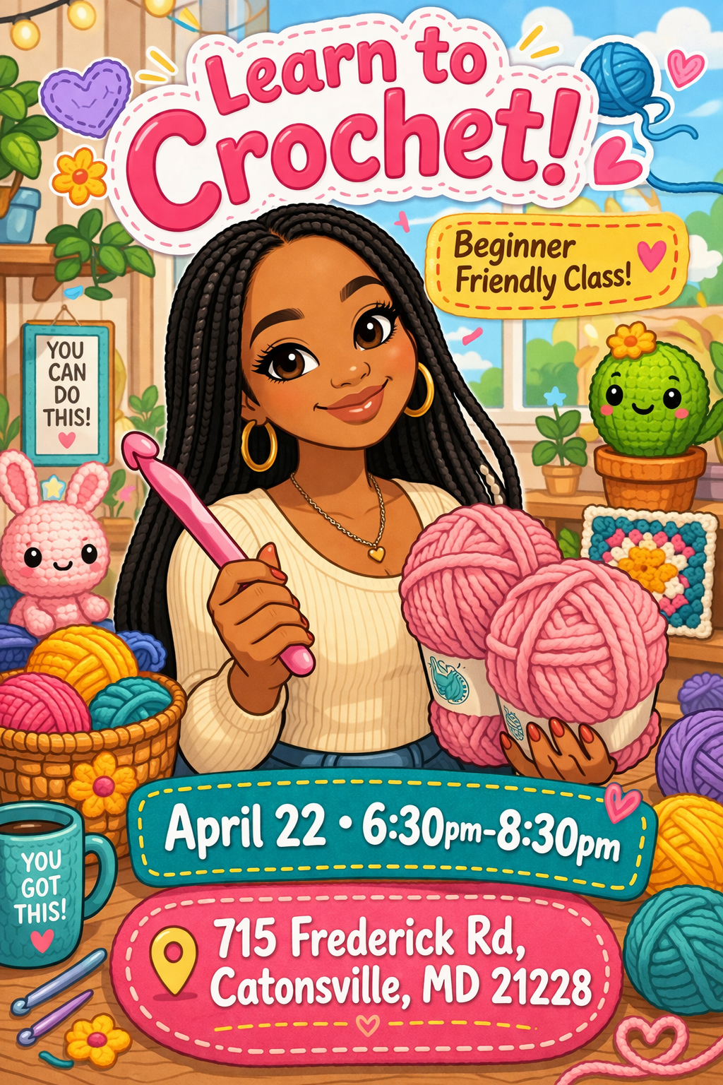 4/22 Beginner Friendly Crochet Class