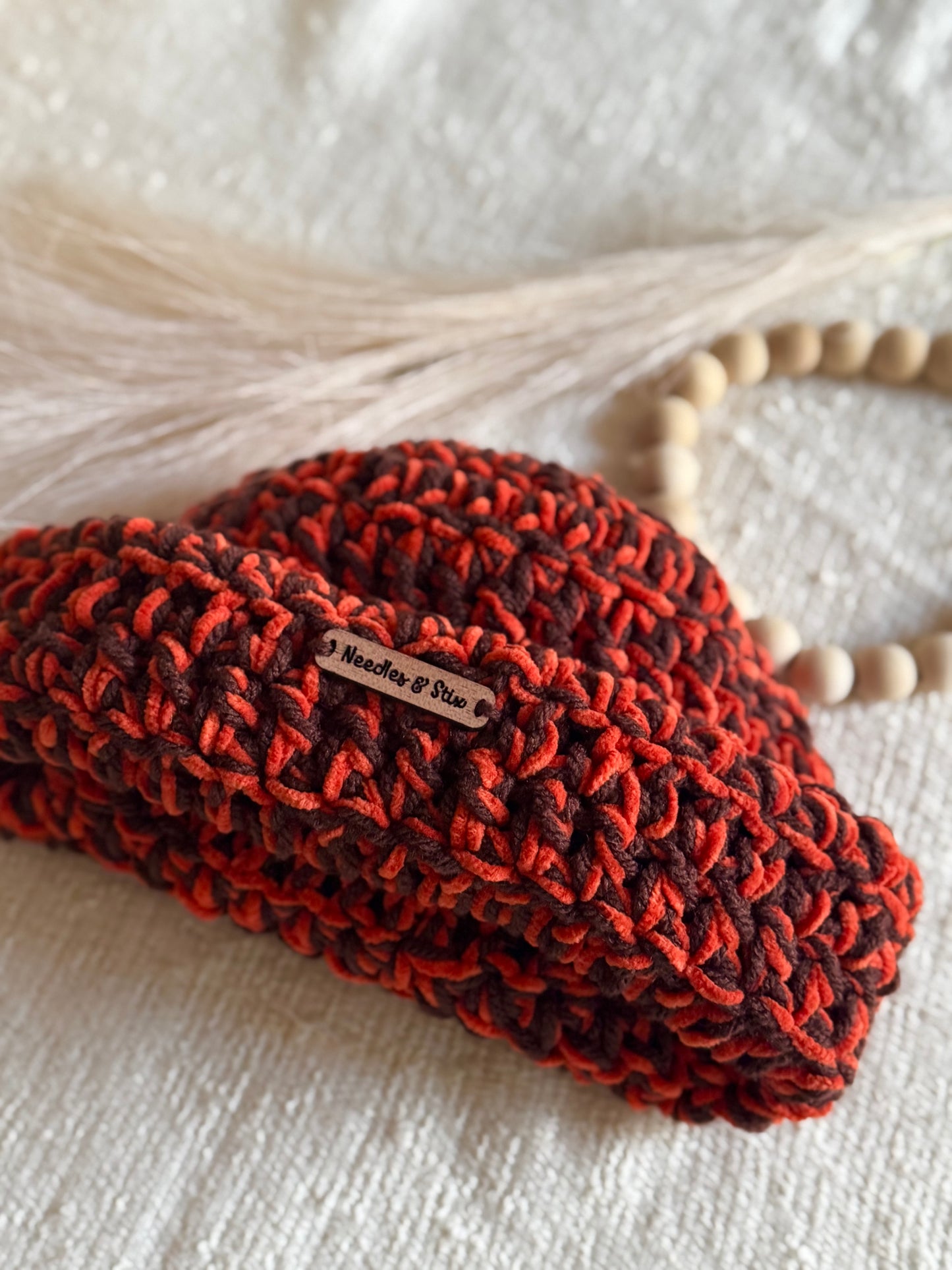 Coco Spice Velvet Crochet Shortie beanie