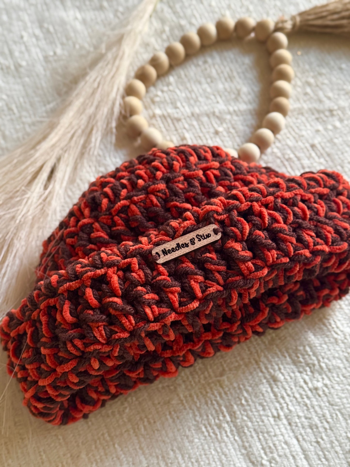 Coco Spice Velvet Crochet Shortie beanie