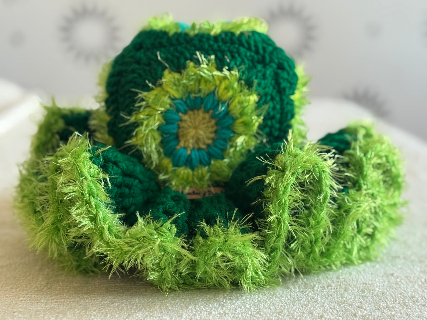 Green With Envy Crochet Big Ruffle Hat