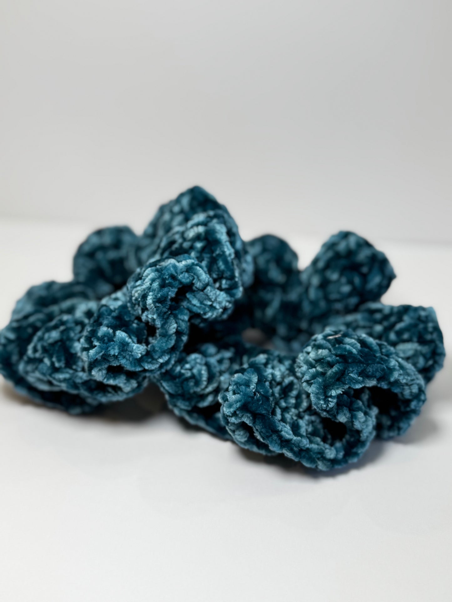 Teal Crochet Scrunchie