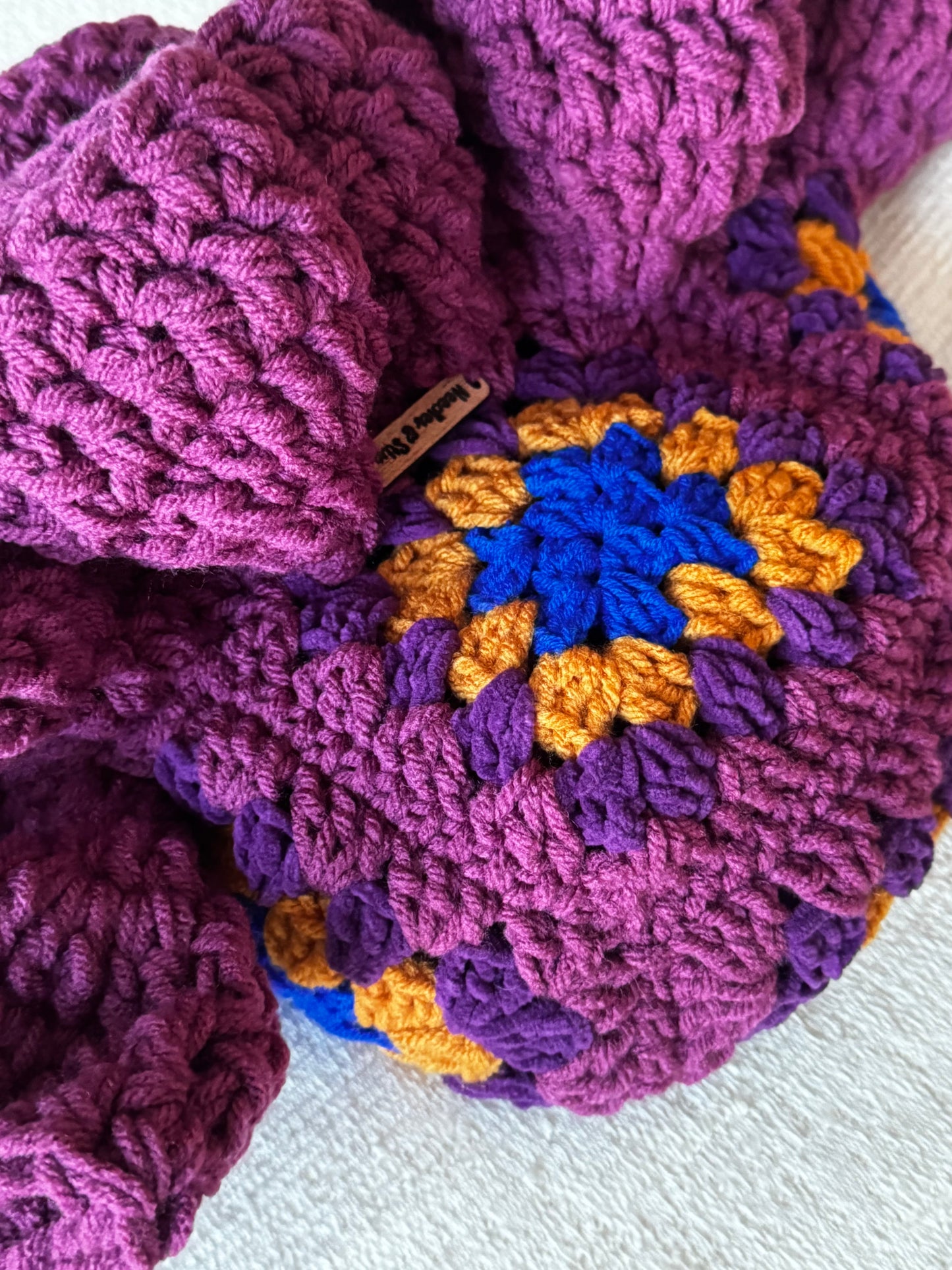 Plum Granny Crochet Big Ruffle Hat
