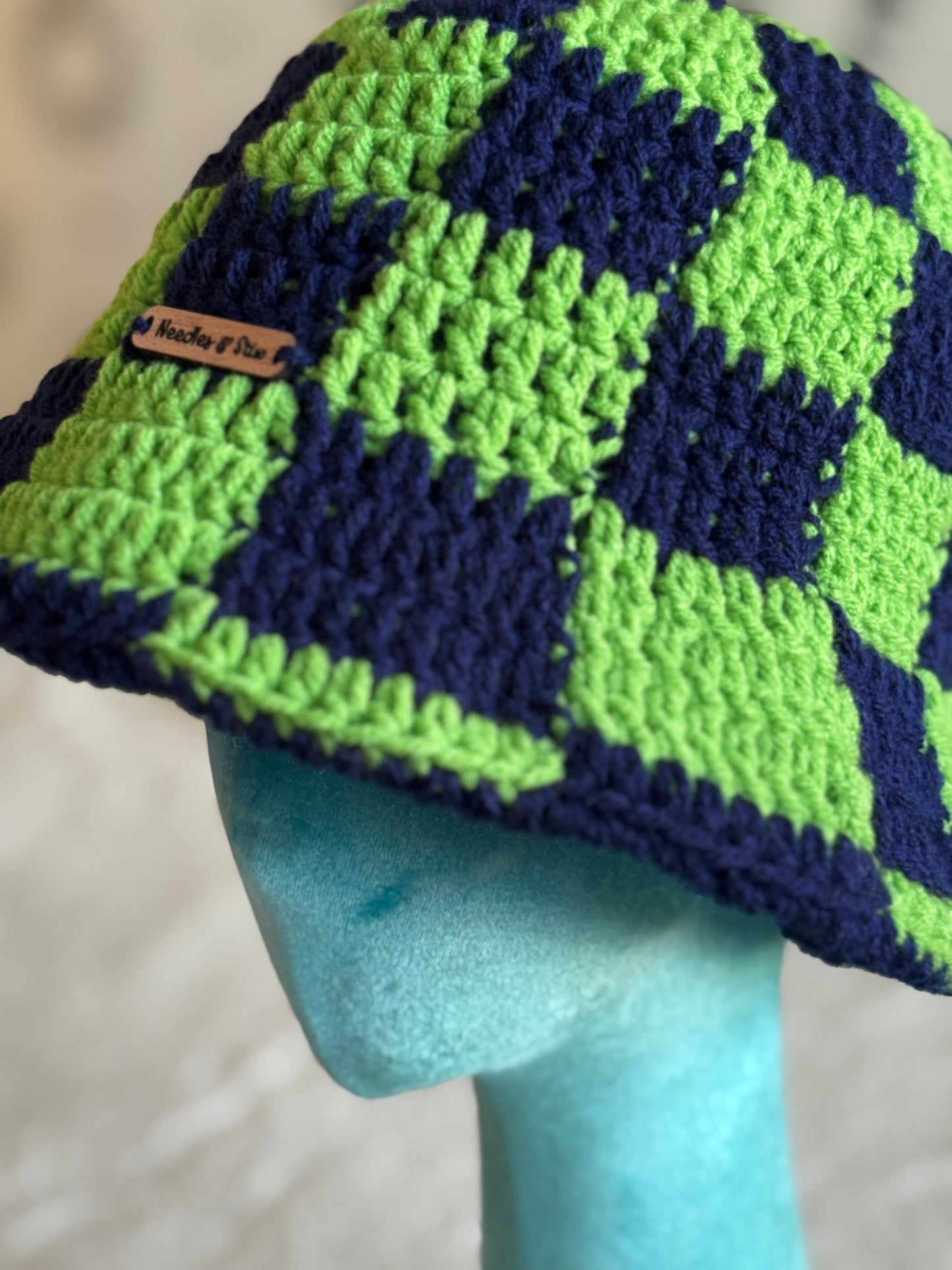 Checkered Crochet Bucket Hat