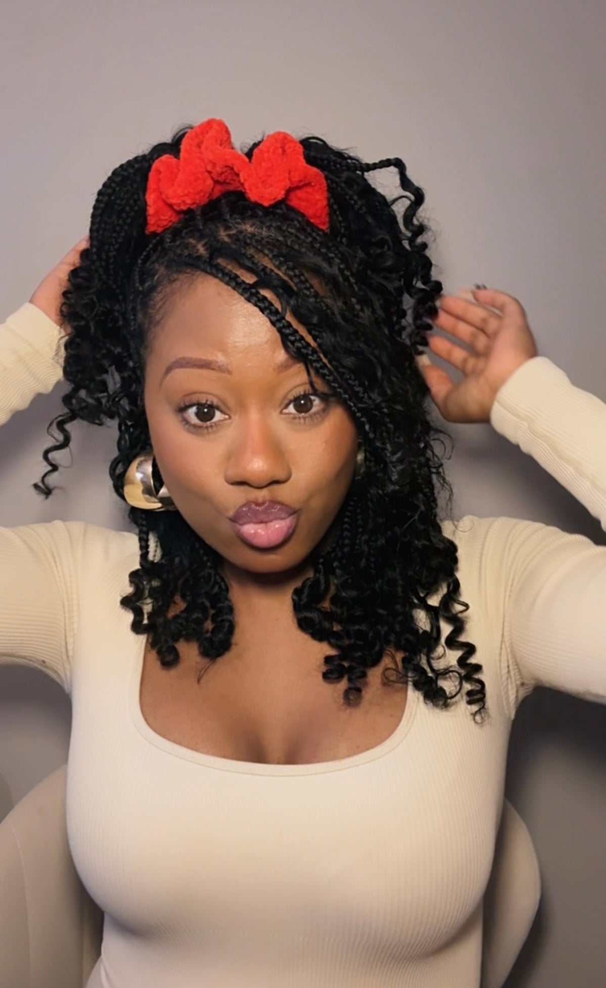 Cherry Red Crochet Scrunchie