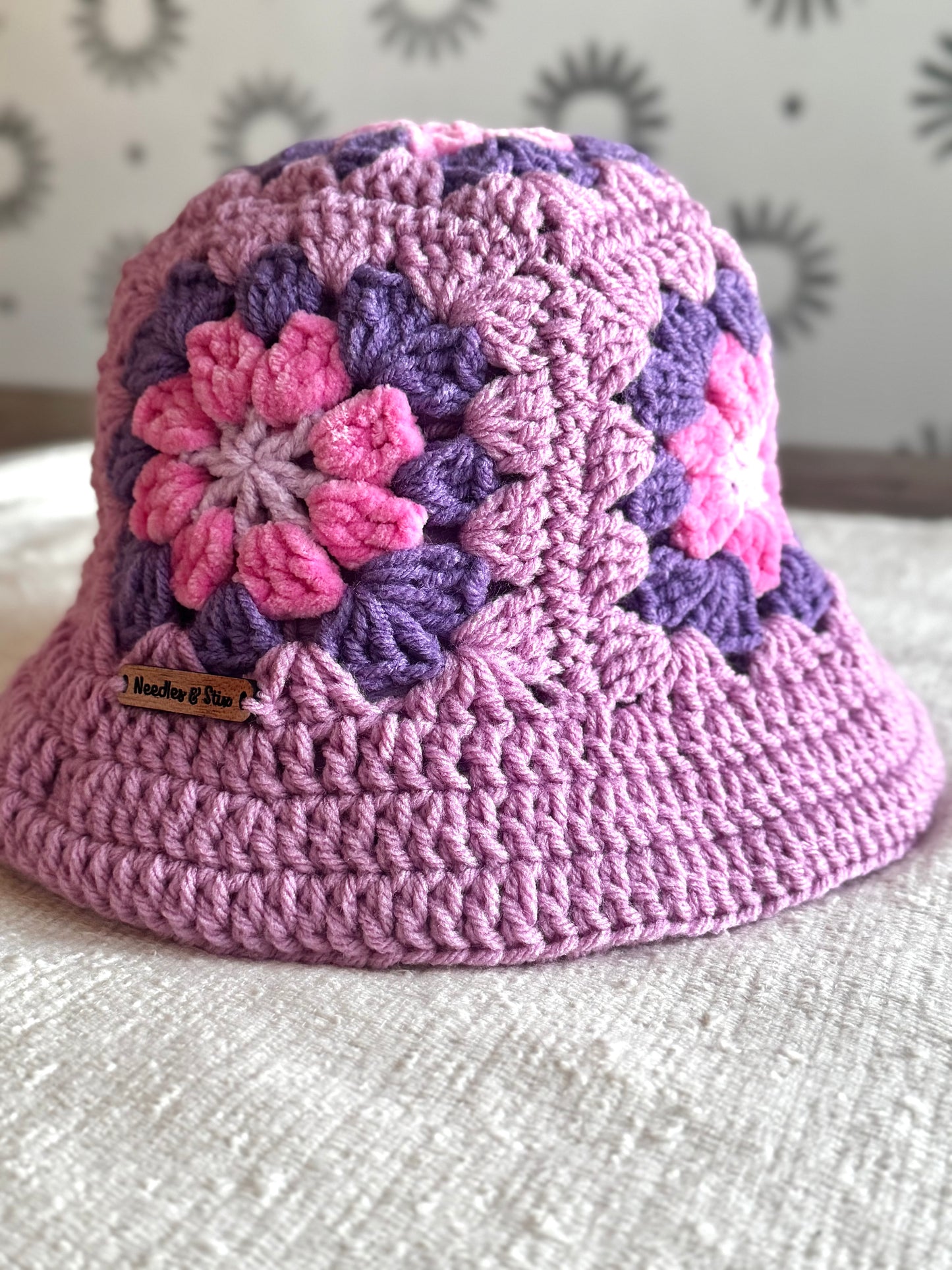 Pink Daisy Crochet Bucket Hat