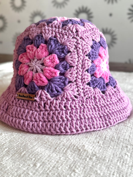 Pink Daisy Crochet Bucket Hat