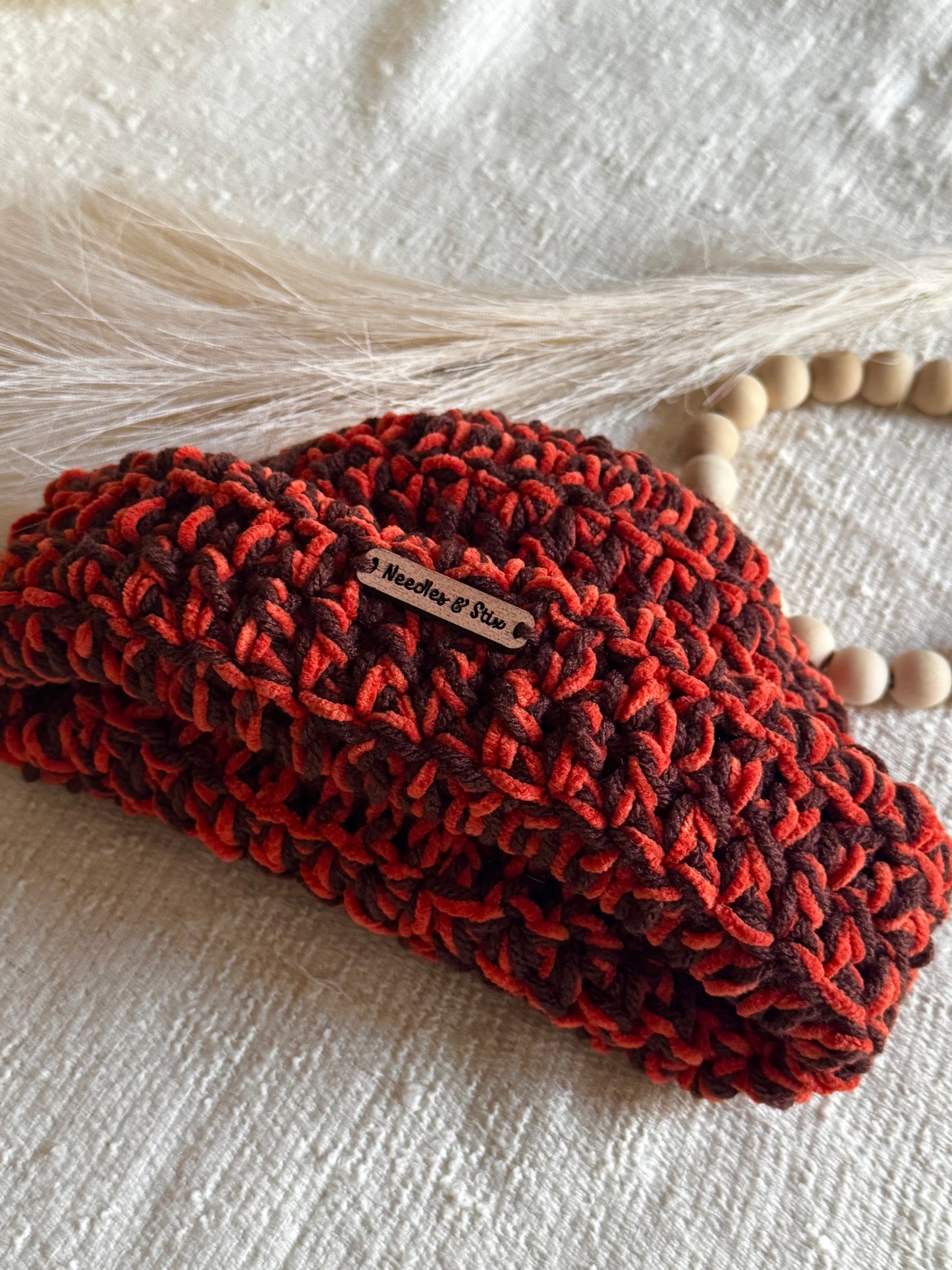 Coco Spice Velvet Crochet Shortie beanie