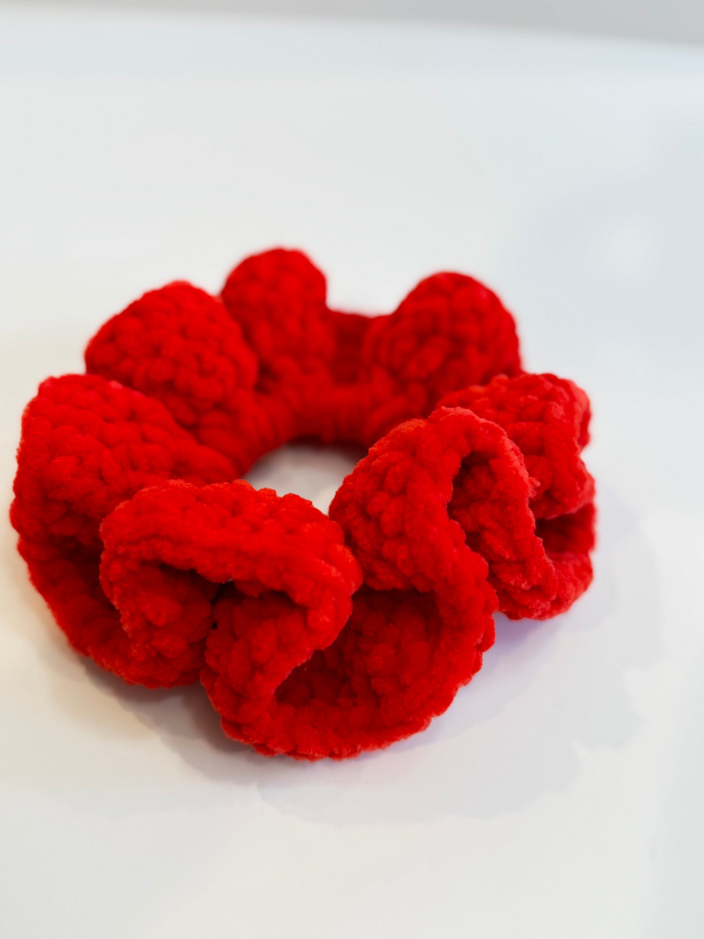 Cherry Red Crochet Scrunchie