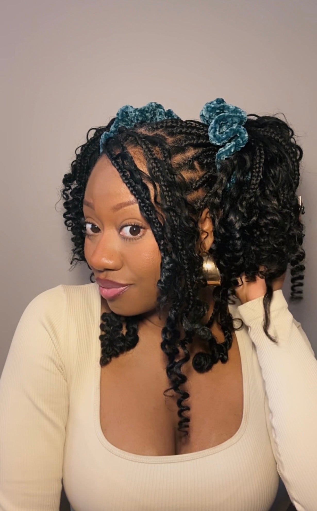 Teal Crochet Scrunchie