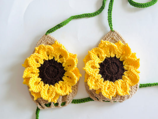 Sunflower crochet bikini top