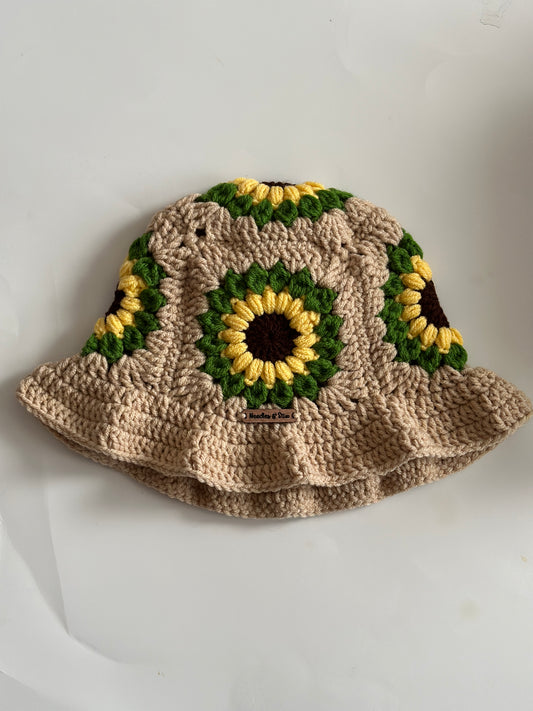 Sunflower crochet bucket hat