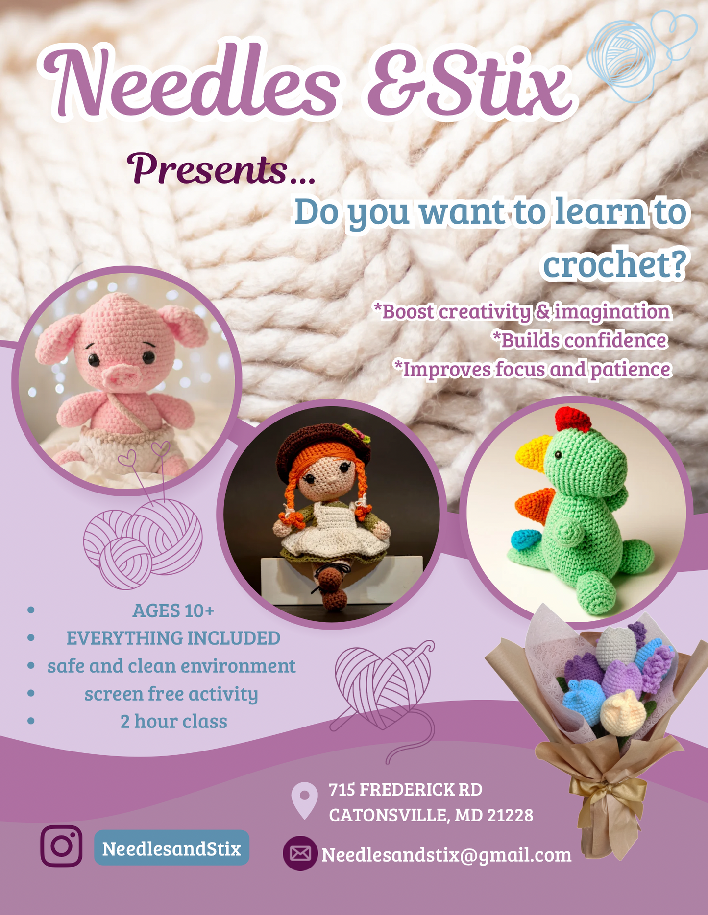 Crochet Class 3/11 6pm-8pm