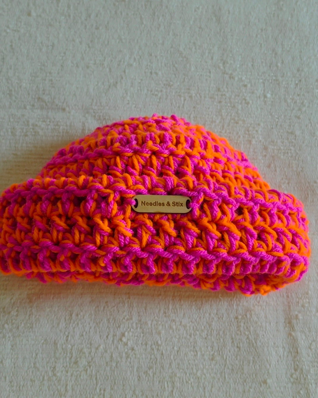 Berry Punch Crochet Shortie Beanie